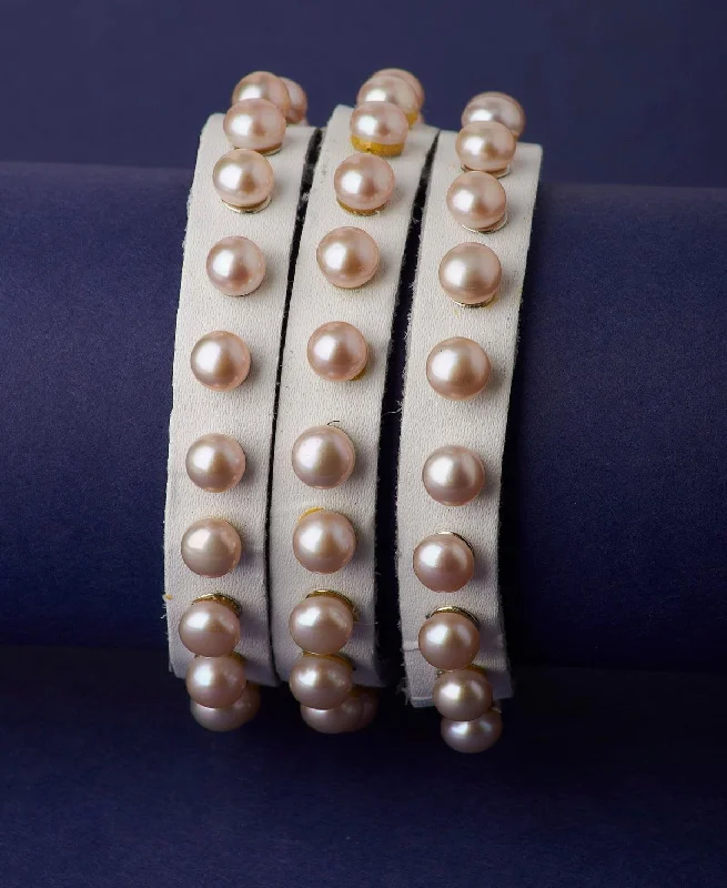 Adjustable Leather Bracelets-Fashionable Real Pearl Band Bracelet