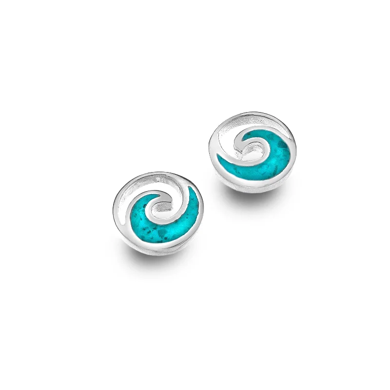 Rose Gold Chain Earrings-Sea Gems Turquoise Wave Stud Earrings