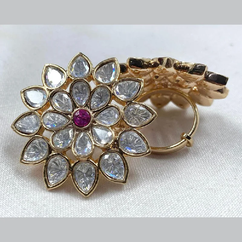 Elegant Sapphire Ring-Royal Kundan Jewellery Gold Plated Polki Kundan Finger Ring