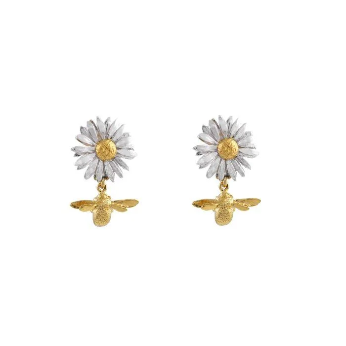 Lightweight Dangle Earrings-Alex Monroe Daisy with Teeny Tiny Bee Drop Stud Earrings