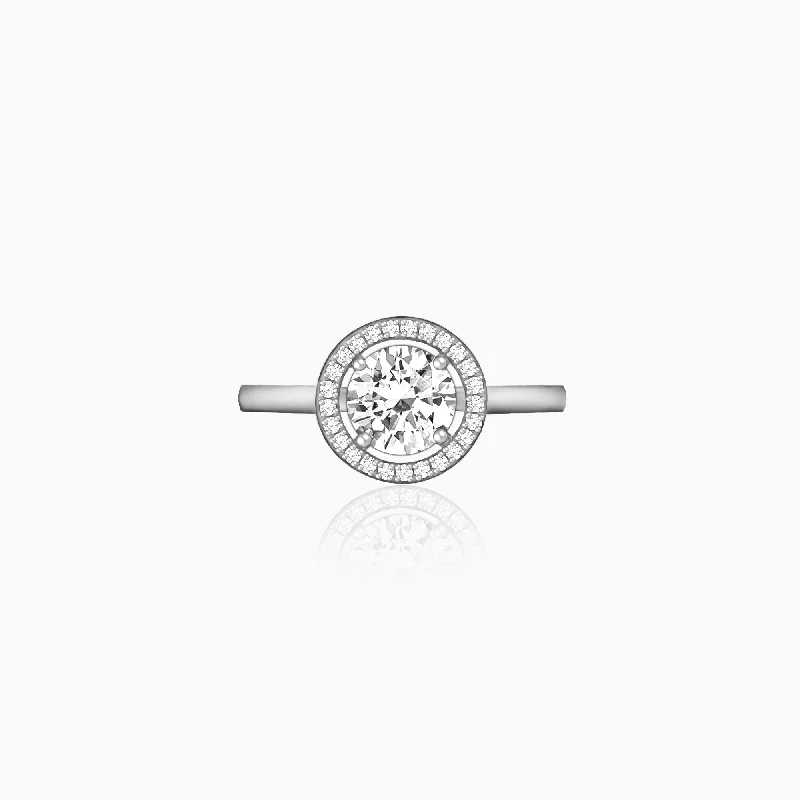 Simple Diamond Ring-Silver Zircon Sunshine Ring