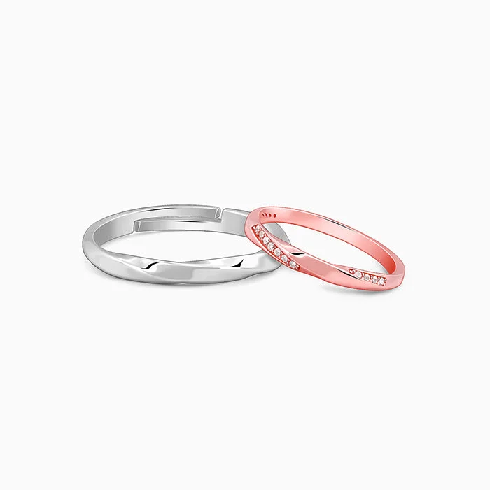 Classic White Gold Ring-Dual Tone Meant2B Couple Bands