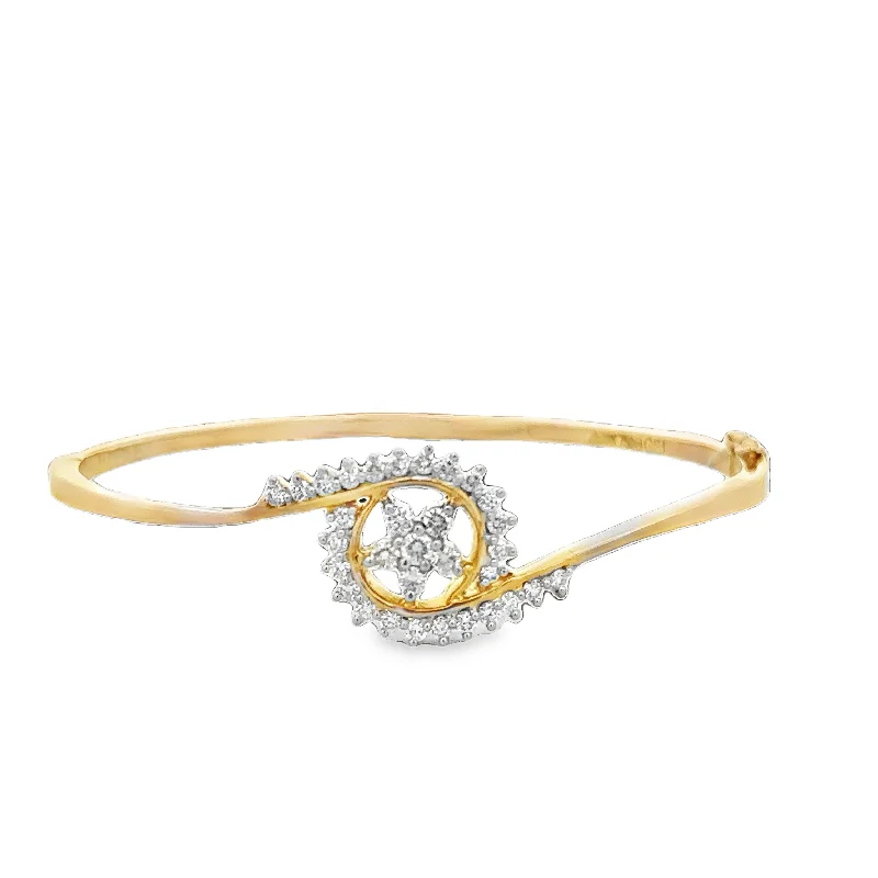 Traditional Silver Bangles-Diamond Spiral Bangle Bracelet in 18k Yellow Gold