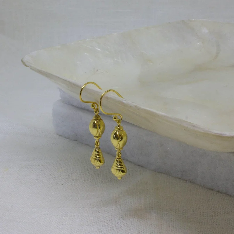 Bridal Earrings Set-Gold Seashell Drop Earrings