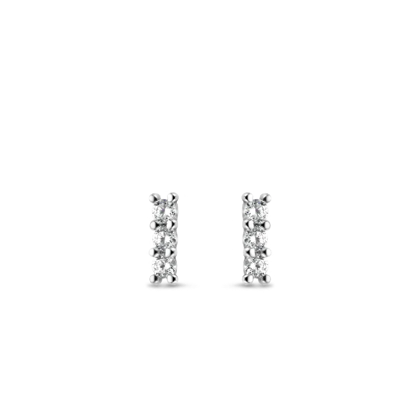 Bohemian Drop Earrings-Ti Sento Cubic Zirconia Bar Stud Earrings