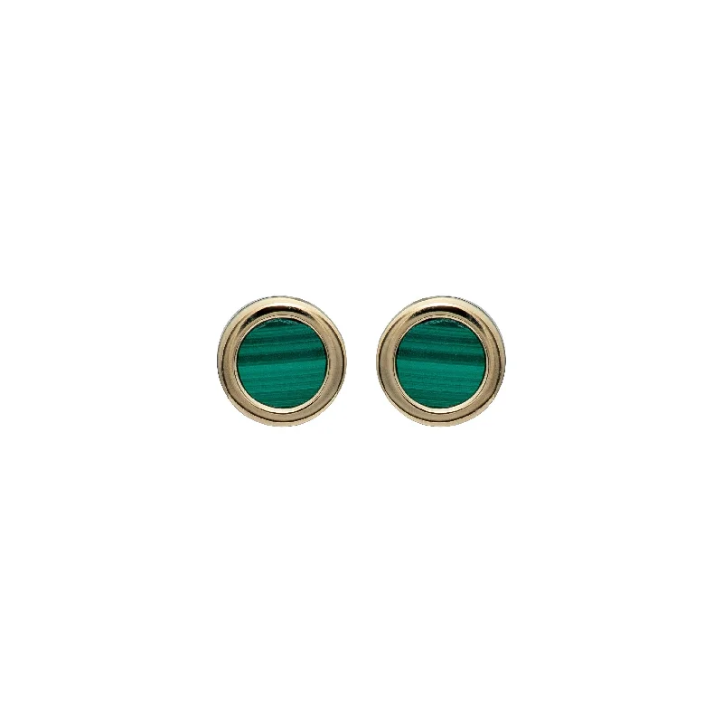 Luxurious Sapphire Earrings-Unique & Co Malachite Stud Earrings - 18ct Gold Vermeil