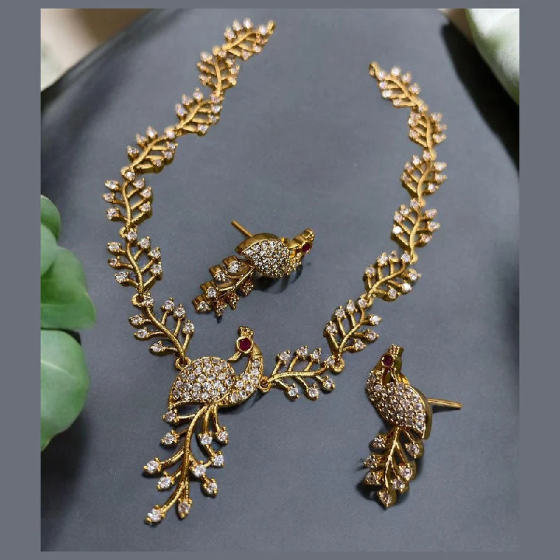 Fashionable Gold Necklace-Sona Creation Gold Plated Austrian Stone Necklace Set