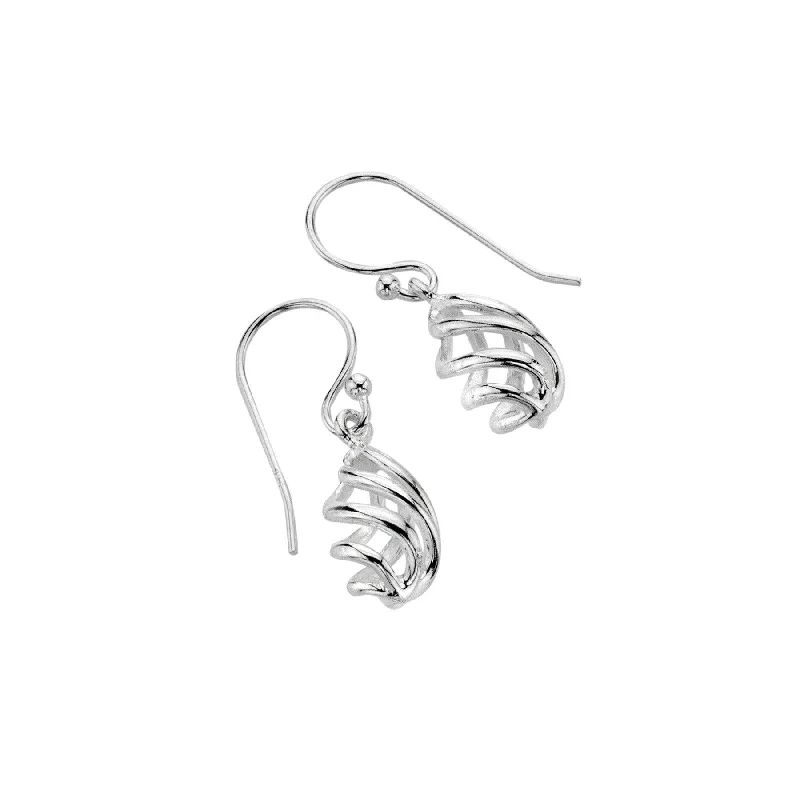 Chunky Hoop Earrings-Sea Gems Origins Sterling Silver 3D Spiral Earrings