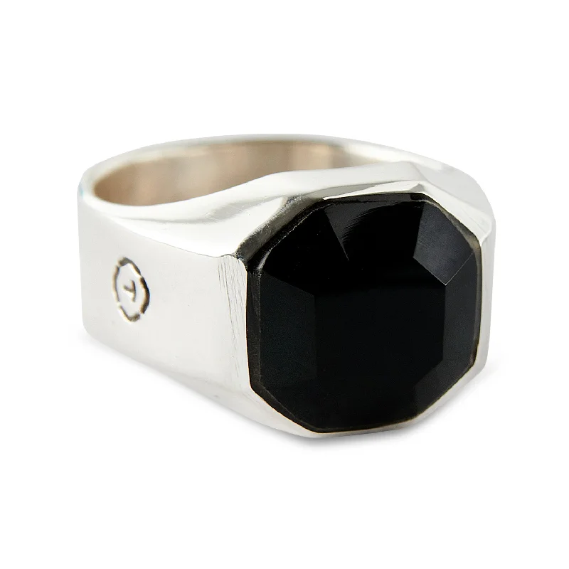 Custom Promise Ring for Him-Hexagonal & Onyx Ring