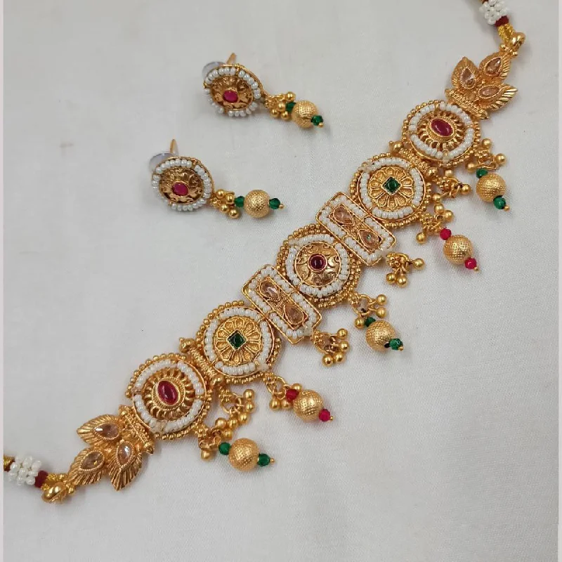 Diamond Heart Pendant Necklace-Padmawati Bangles Gold Plated Kundan Stone And Pearls Choker Necklace Set