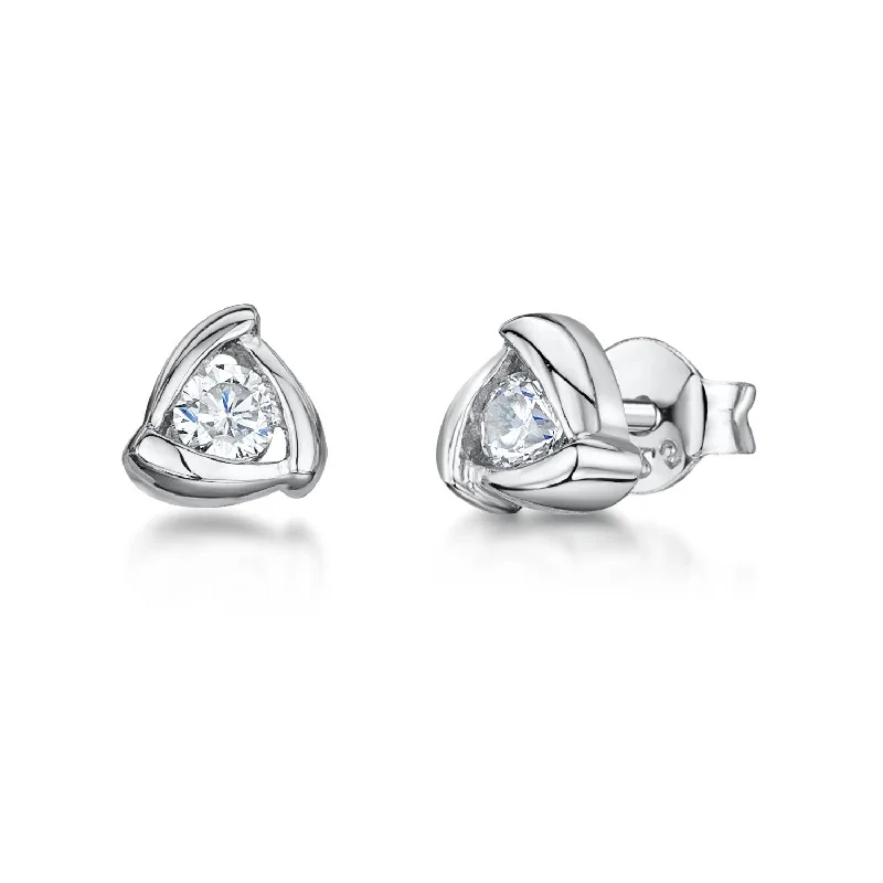 Stylish Silver Earrings-Jools Sterling Silver Cubic Zirconia 6mm Triangular Stud Earrings