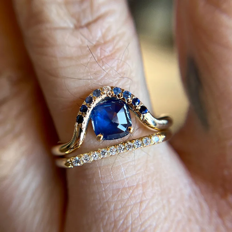 Elegant Sapphire Ring-Nouveau Stacker Band