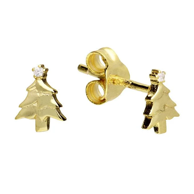 Colorful Tassel Earrings-14ct Gold Vermeil Christmas Tree Stud Earrings