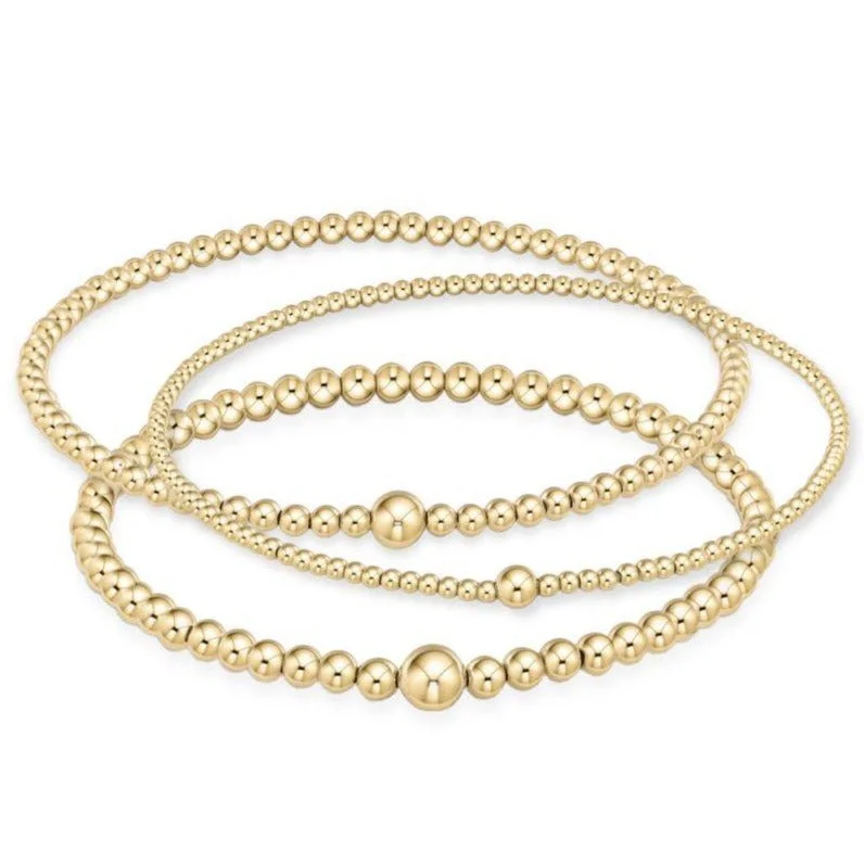 Stunning Gold Bangle Set-Classic Beaded Bangle Stack