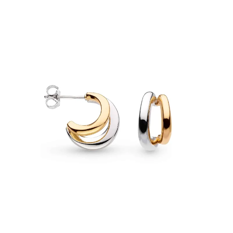 Colorful Hoop Earrings-Kit Heath 18ct Gold Vermeil and Silver Bevel Cirque Link Twin Hoop Earrings