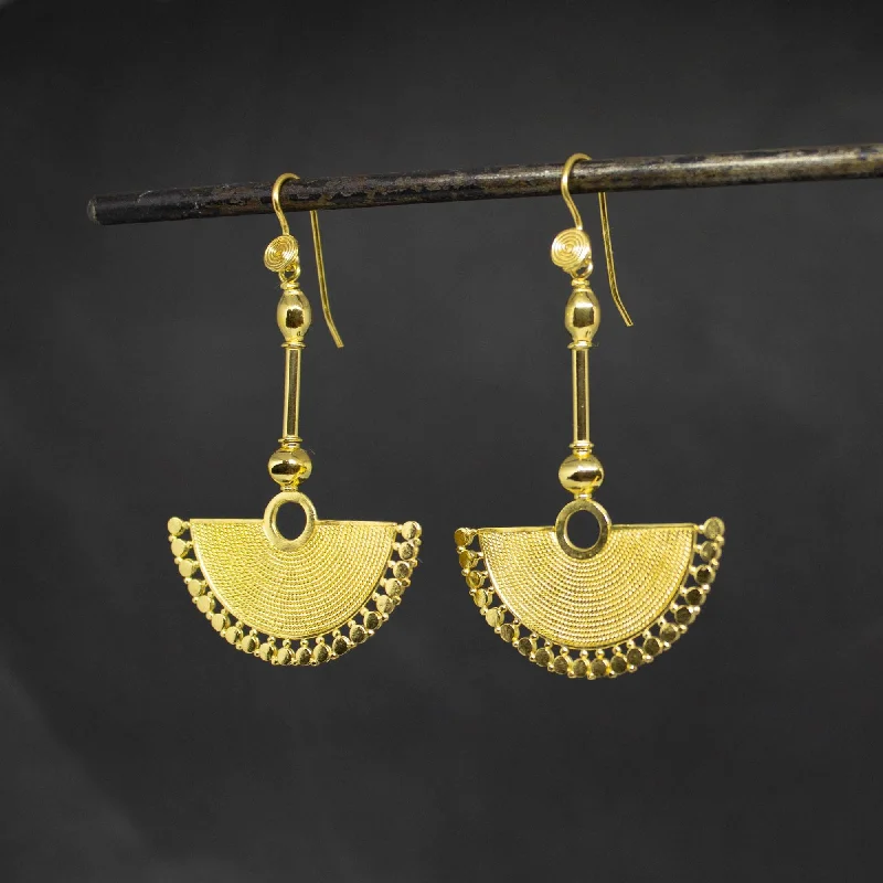 Trendy Ear Jackets-18ct Gold Vermeil Wirework Fan Earrings