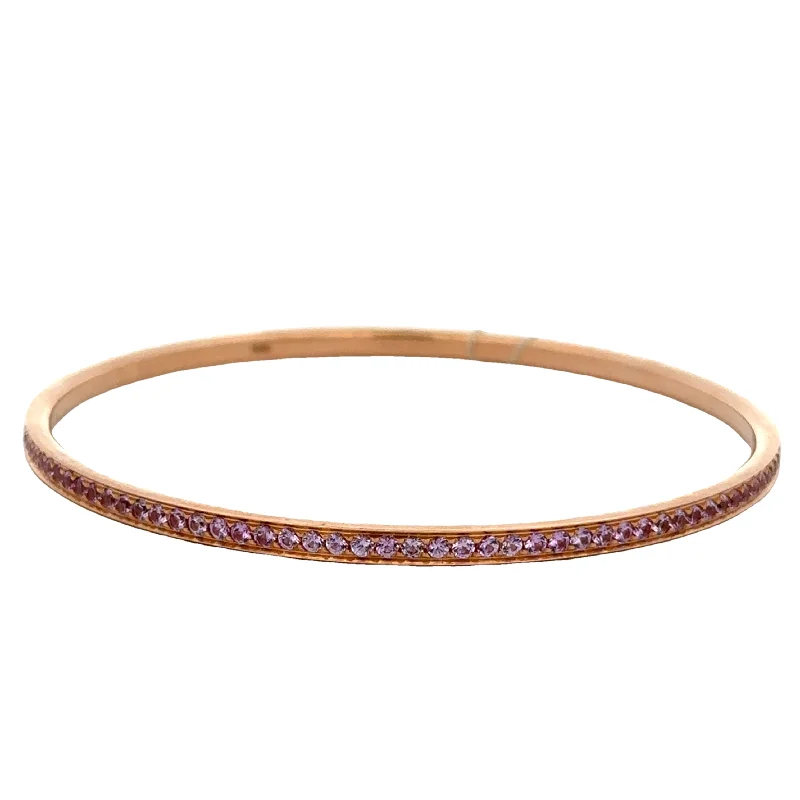 Plain Gold Bangles-Pink Sapphire Bangle Bracelet in 18k Yellow Gold