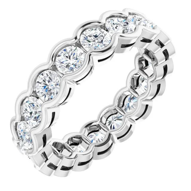 Classic Wedding Ring Set-3.0 ct. Round Diamond Half Bezel Set Eternity Band