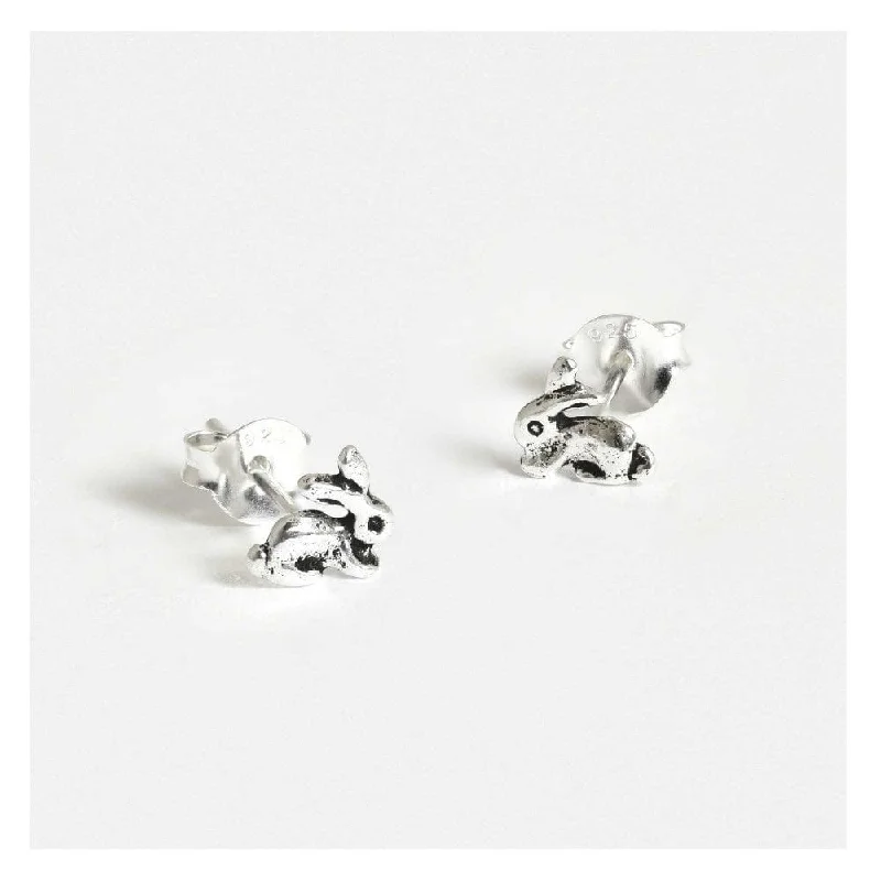 Simple Gold Hoop Earrings-Kingsley Ryan Sterling Silver Bunny Stud Earrings