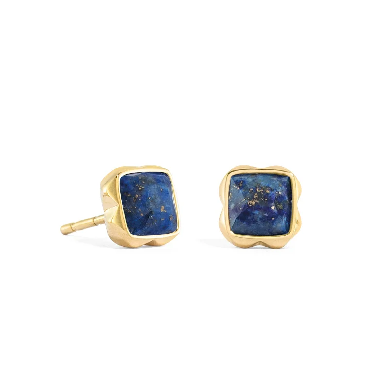 Gold Hoop Earrings-Coeur De Lion September Birthstone Gold Lapis Lazuli Stud Earrings