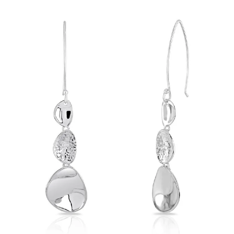 Gemstone Tassel Earrings-Sea Gems Silver Stacking Reflection Earrings