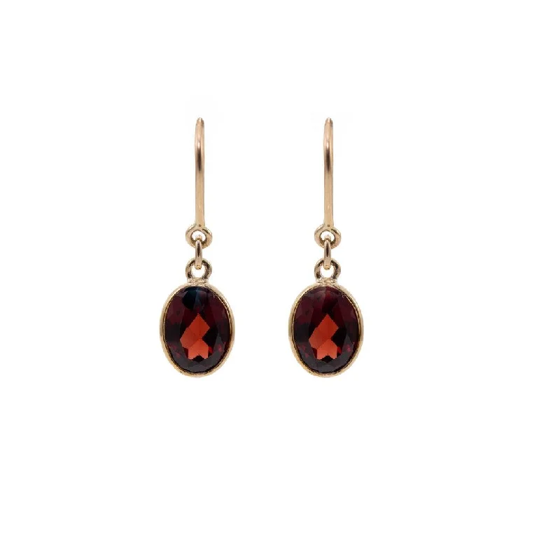 Long Gold Earrings-Simon Alexander Gold Garnet Drop Earrings