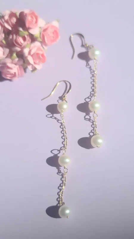 Simple Pearl Earrings-Pearl Dangle Earrings