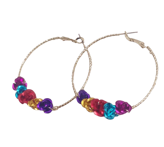 Vintage Pearl Drop Earrings-Fiesta Floral Hoop Earrings