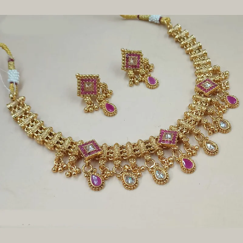 Heart Shaped Necklace-Padmawati Bangles Gold Plated Crystal Stone Necklace Set