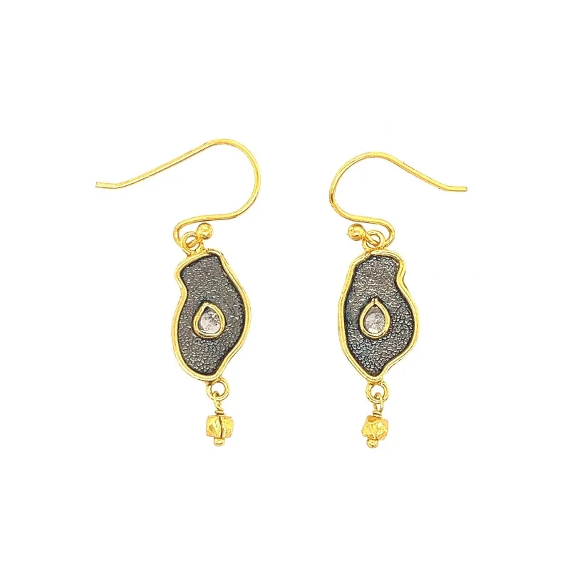 Bold Fashion Earrings-Amoeba Design Polki Diamond Drops