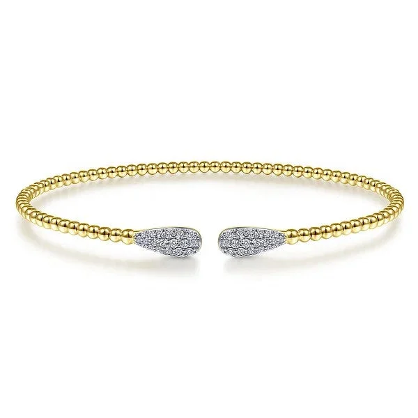 Vintage Silver Bangles-14K Yellow Gold Bujukan Diamond Teardrops Bangle