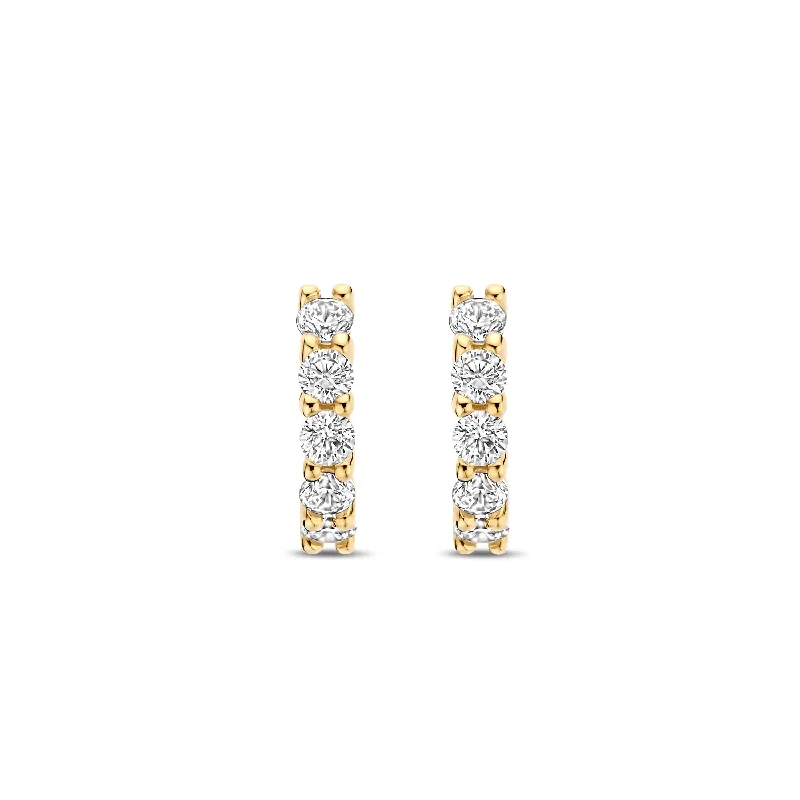 Chunky Hoop Earrings-Ti Sento Gold Cubic Zirconia Mini Huggie Earrings