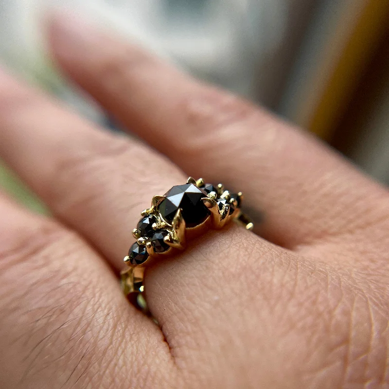 Multi-Stone Engagement Ring-Black Diamond Nico