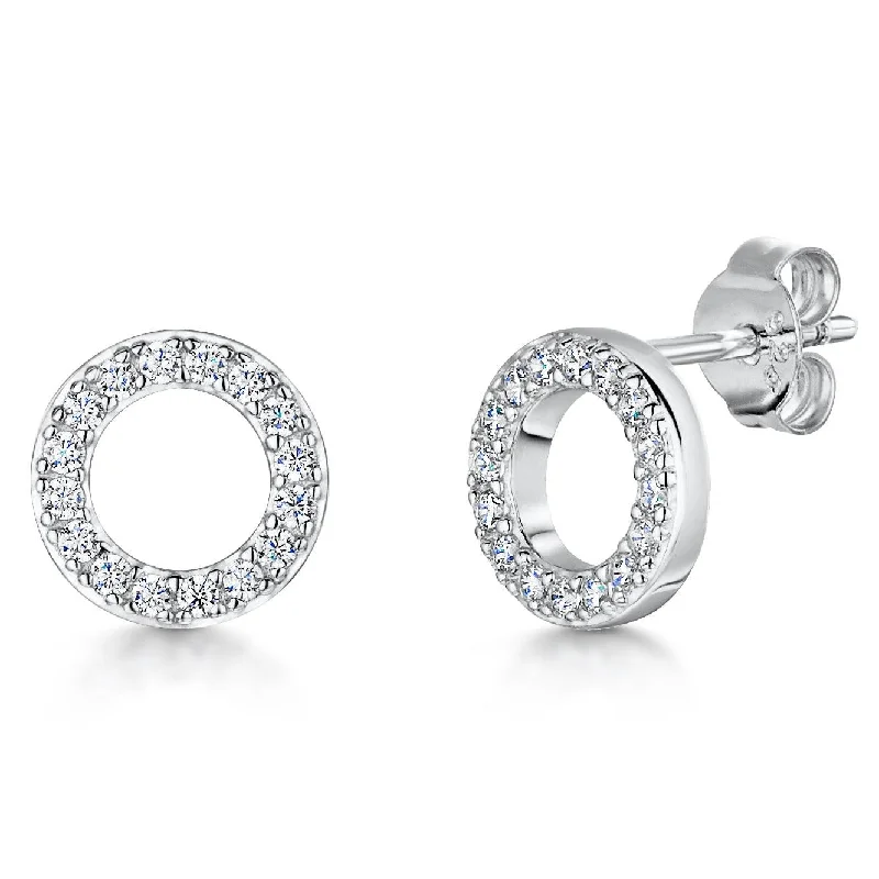 Abstract Shape Earrings-Jools CZ Open Circle Stud Earrings