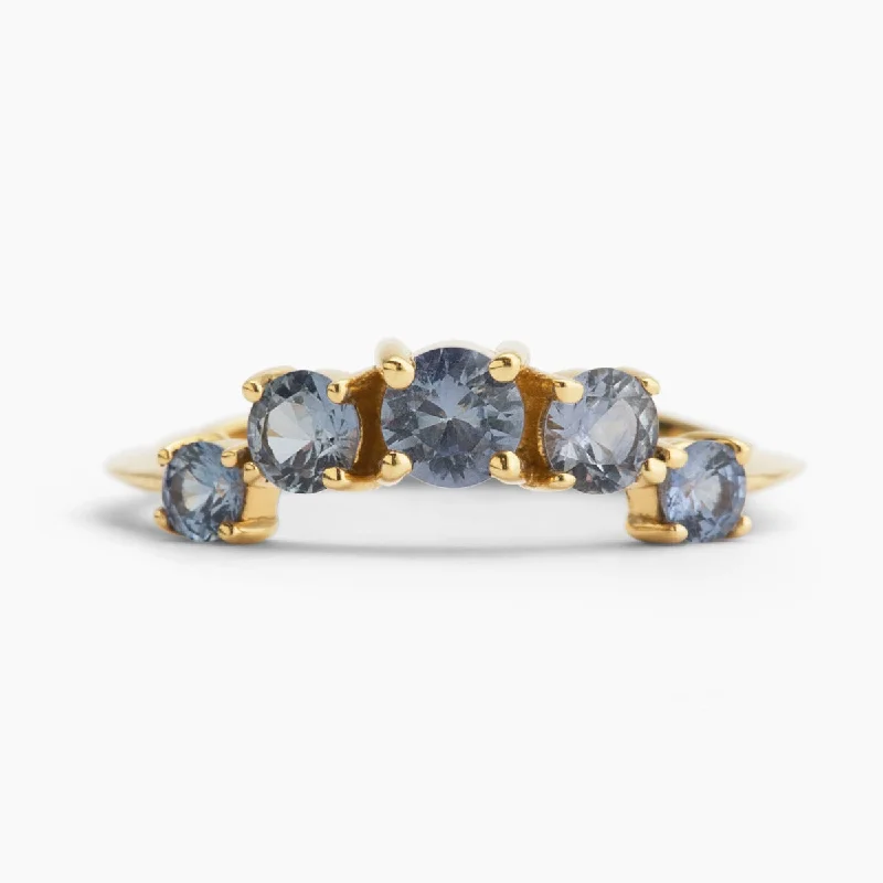 Gold Wedding Band for Women-Sapphire Crown Nico Stacker