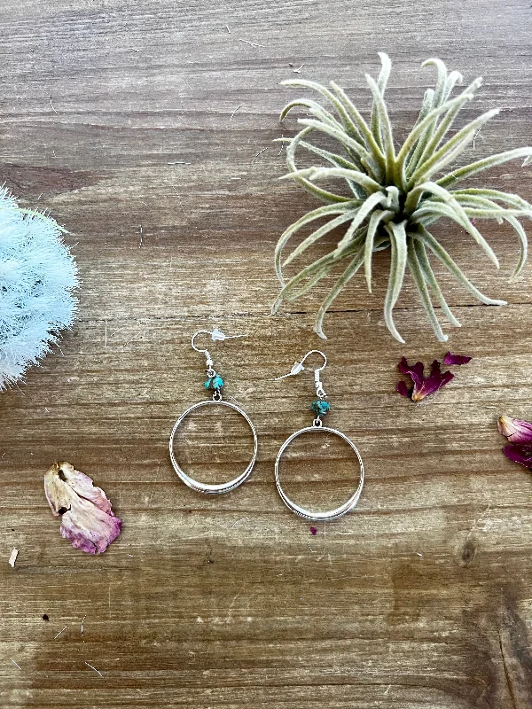 Elegant Cluster Earrings-Mini hoop earrings and turquoise