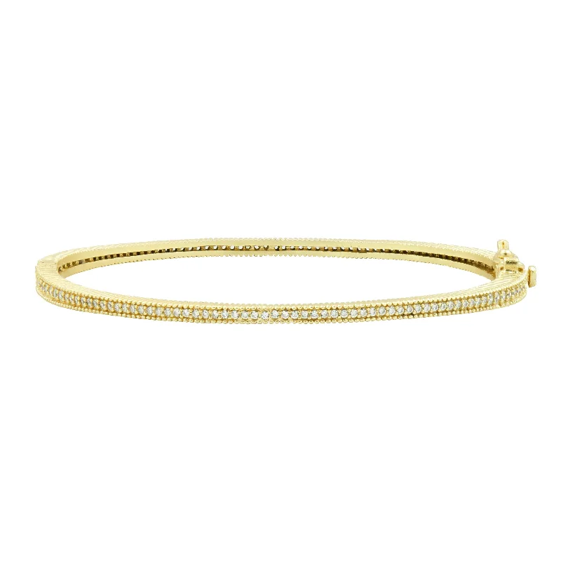 Bold Gold Bangles-The Classic Pavé Hinge Bangle