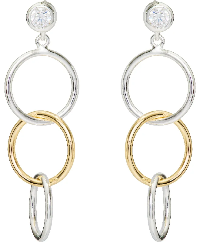 Swarovski Crystal Earrings-Unique & Co Sparkling Golden Circles Drop Earrings