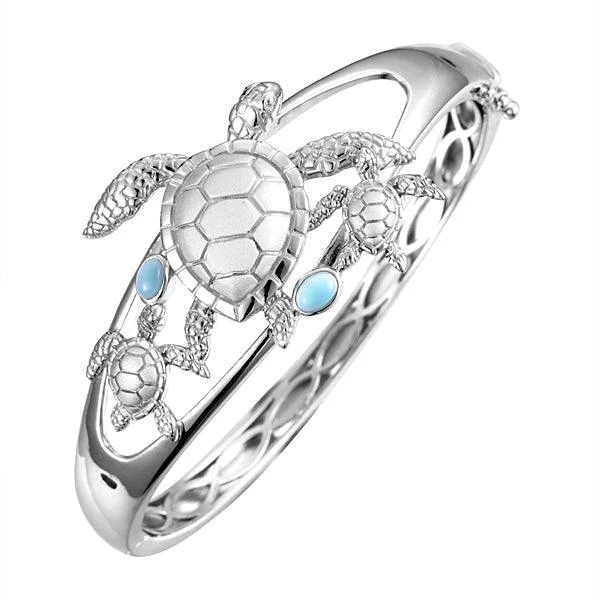 Adjustable Bracelet for Women-Larimar Honu Turtle Ohana Bangle Bracelet