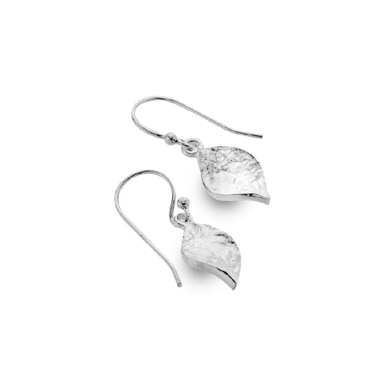 Gold Pearl Earrings-Sea Gems Sterling Silver Textured Twist Drop Earrings