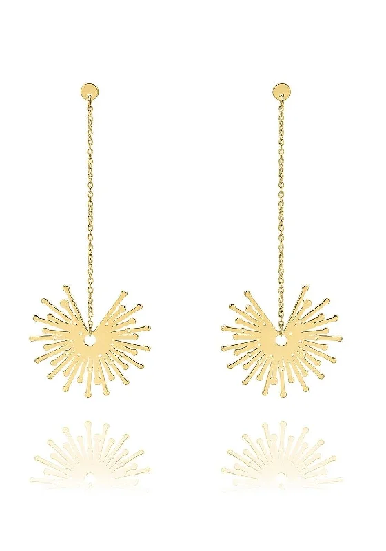 Pink Gold Earrings-Unique & Co 9ct Gold Star Drop Earrings