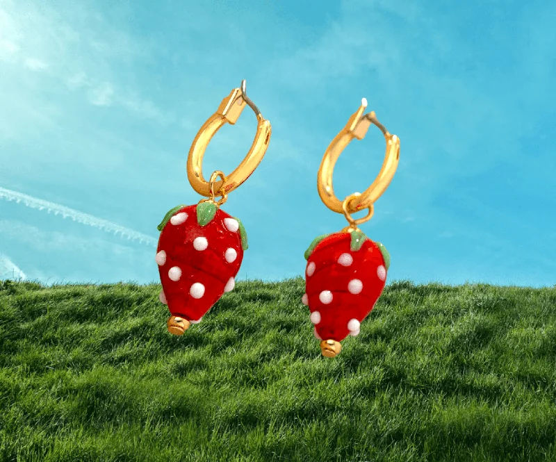 Beautiful Ruby Earrings-Fresa Strawberry Hoop Earrings