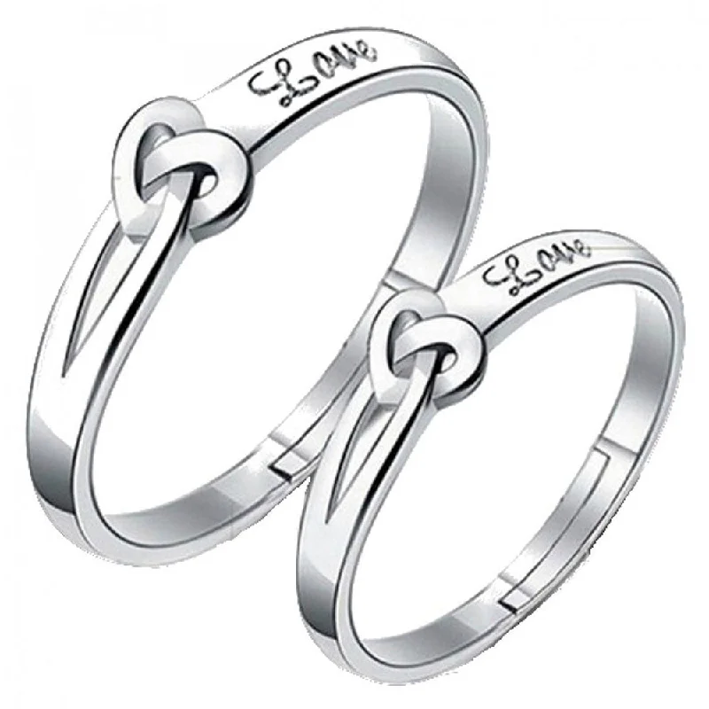 Men's Wedding Ring-Darshana Jewels Silver Plated Adjustable Couple Ring