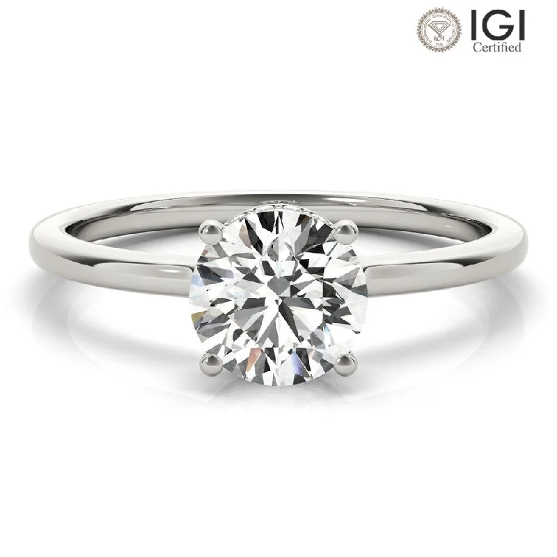 Men's Engagement Ring-Aimee Round Lab Grown Diamond Solitaire Engagement Ring IGI Certified