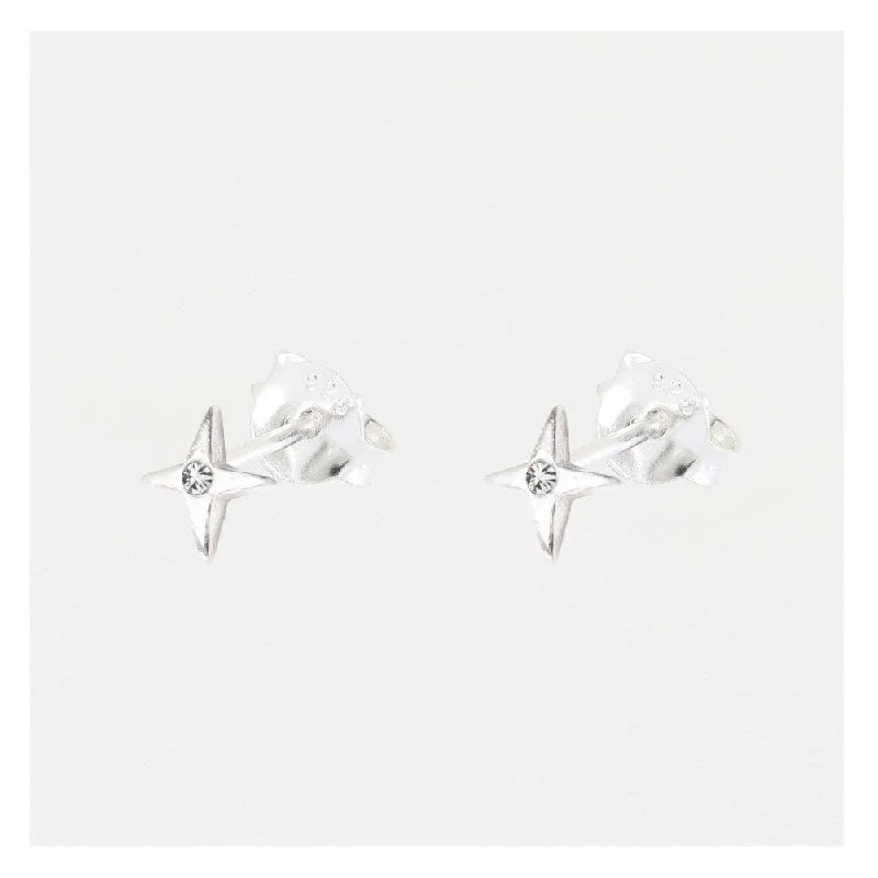 Opal Earrings-Kingsley Ryan Sterling Silver 4 Point Gem Star Stud Earrings