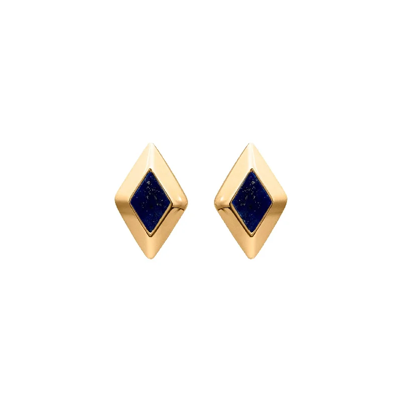 Artistic Crystal Earrings-Unique & Co Gold and Lapis Stud Earrings