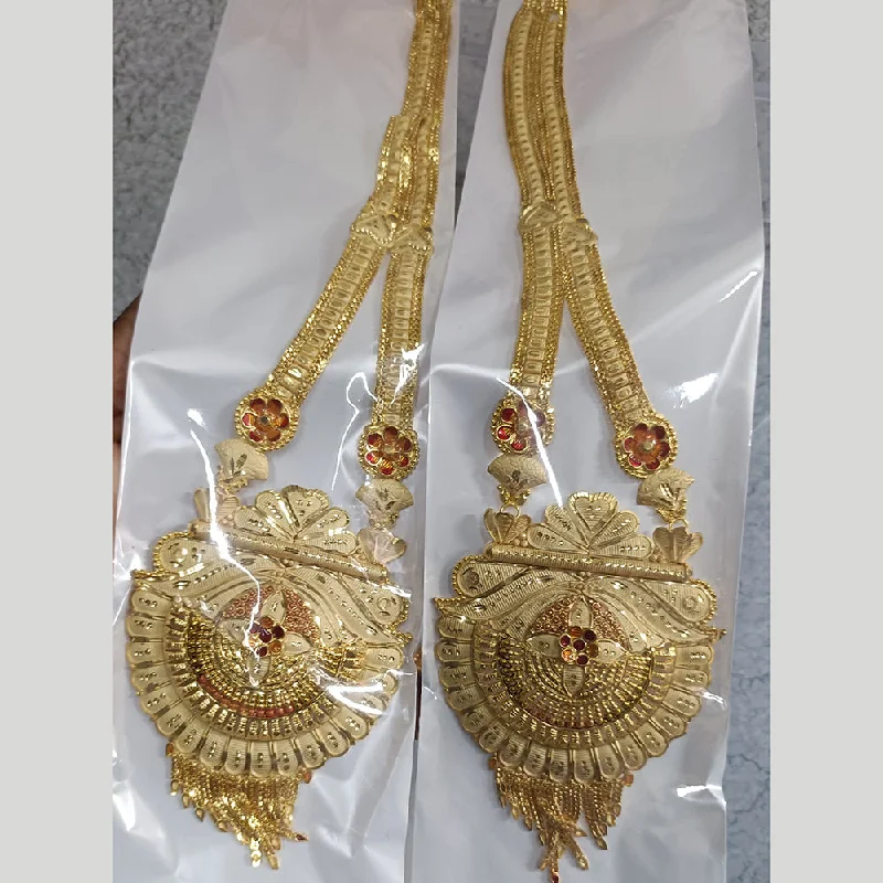 Gold Pendant Necklace-Pari Art Jewellery Forming Long Necklace Set (1 Piece Only)