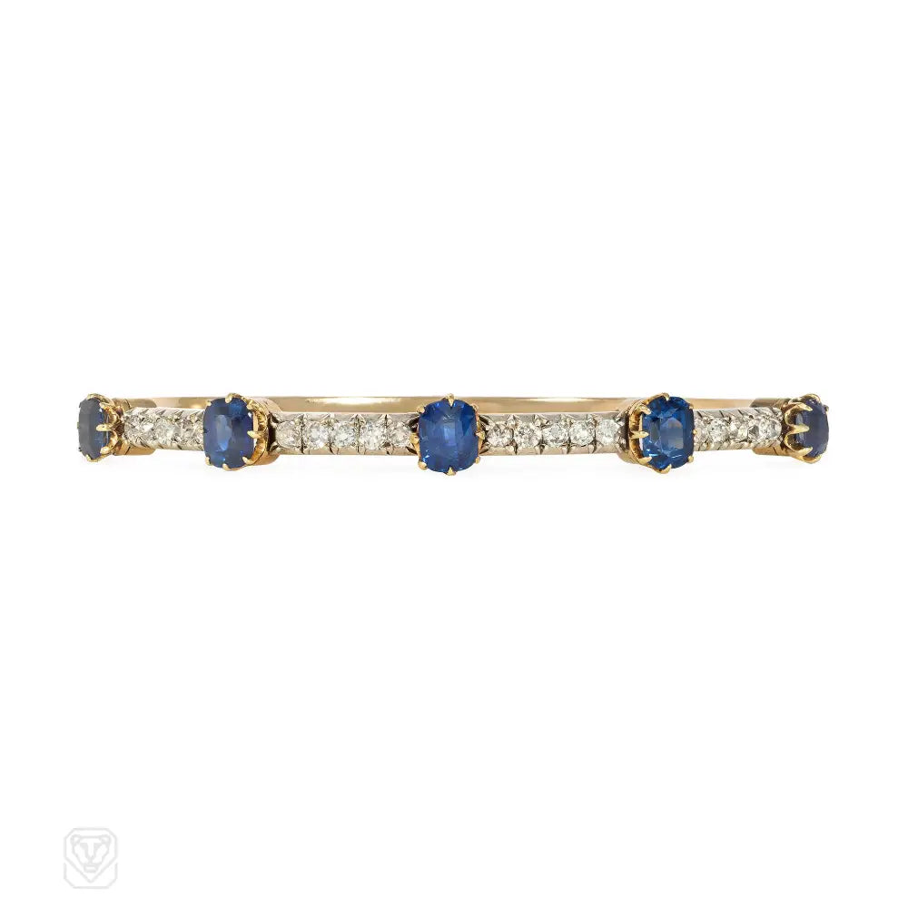 Lightweight Bangles-Antique sapphire and diamond banded bangle