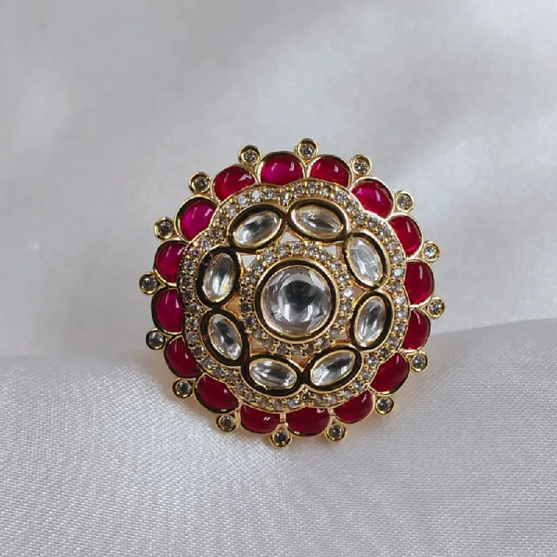 Gold Infinity Ring-Akruti Collection Gold Plated Kundan Stone Ring