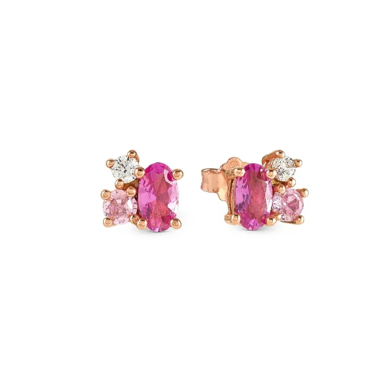 Vintage Beaded Earrings-Nomination Rose Gold and Pink Cubic Zirconia Stud Earrings